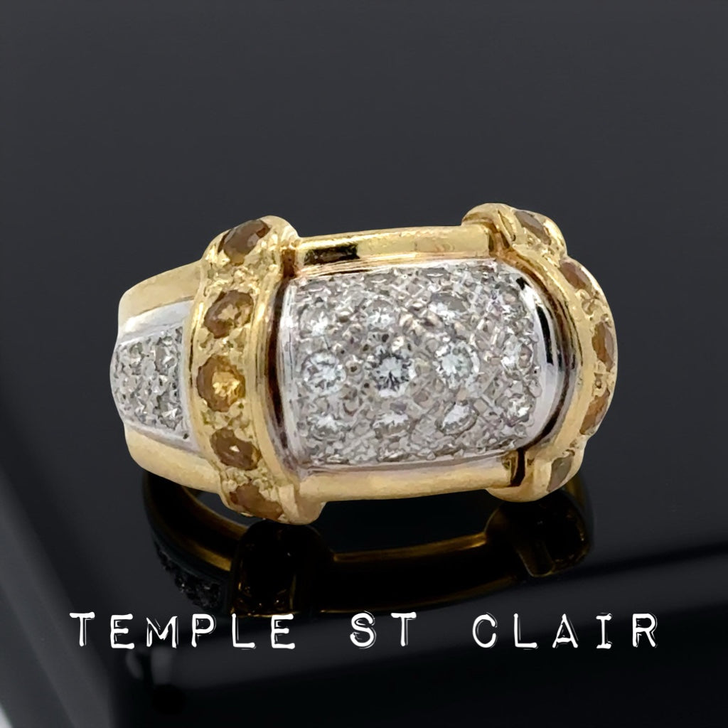 Temple St. Clair Diamond and Yellow Sapphire Ring