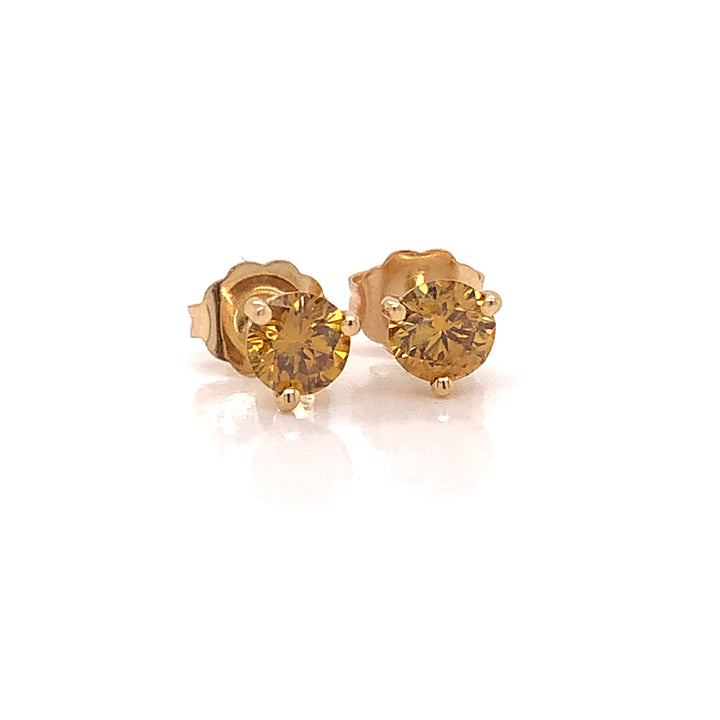 Natural Fancy Orange Diamond and 14K Yellow Gold Stud Earrings