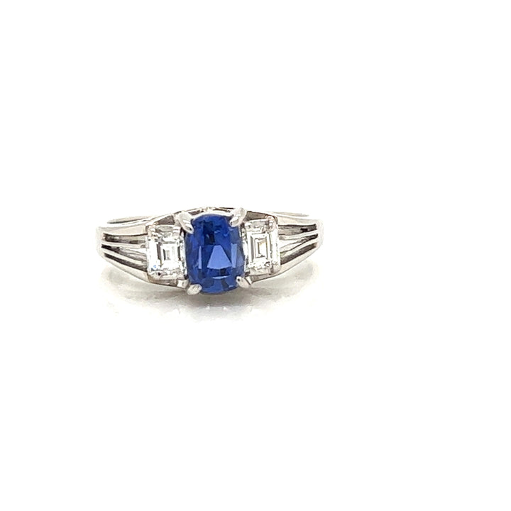 Sapphire and Diamond Three Stone Platinum Ring
