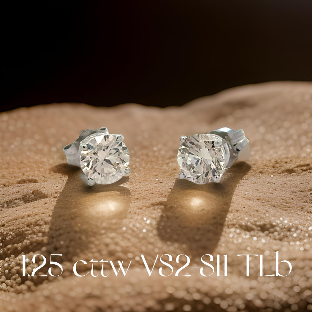 Diamond Dealer Retirement Event Champagne 1.25 cttw Round Brilliant Cut Diamond Stud Earrings 15592