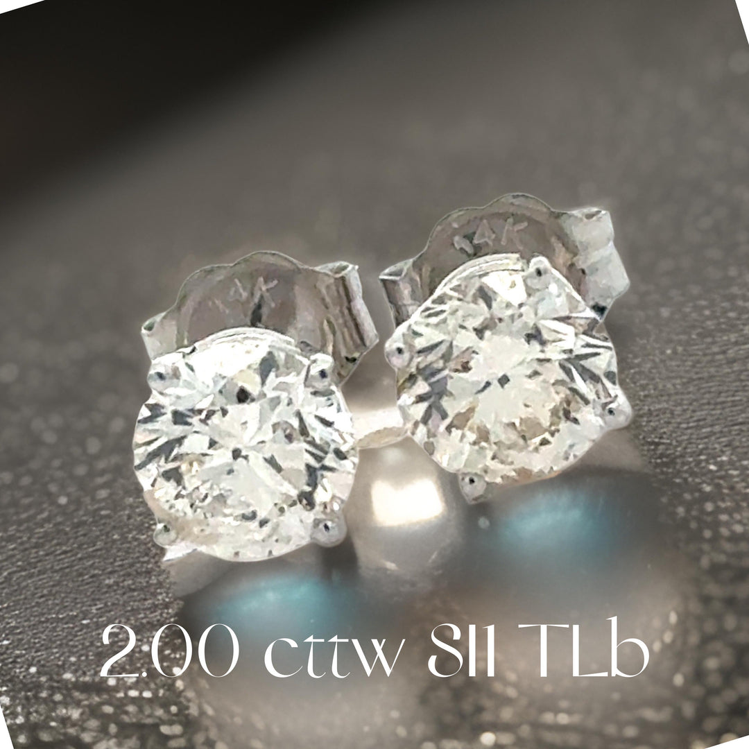 Diamond Dealer Retirement Event Champagne 2.00 cttw Round Brilliant Cut Diamond Stud Earrings 15600