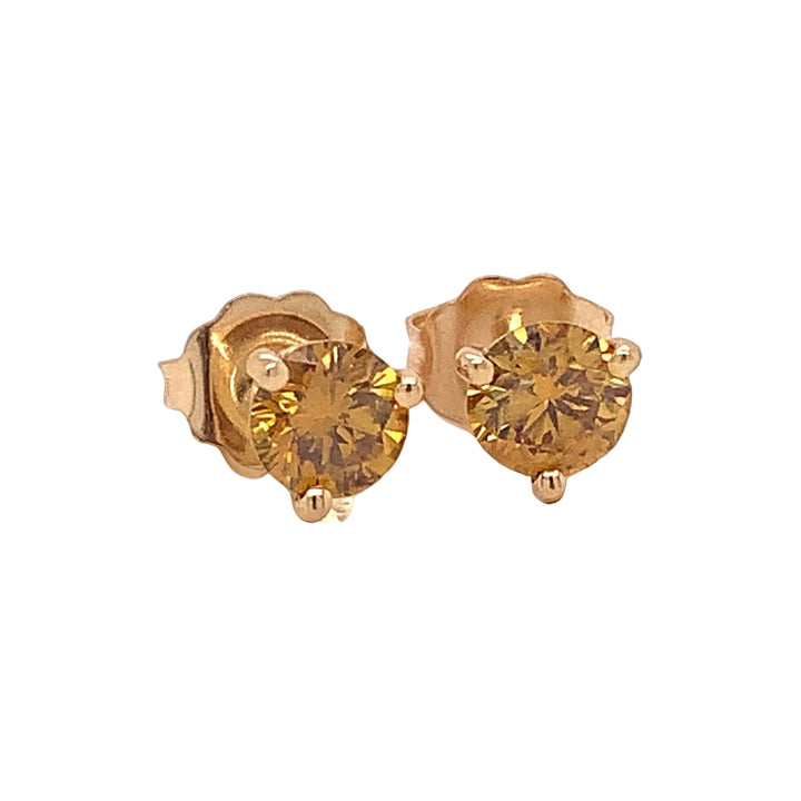 Natural Fancy Orange Diamond and 14K Yellow Gold Stud Earrings