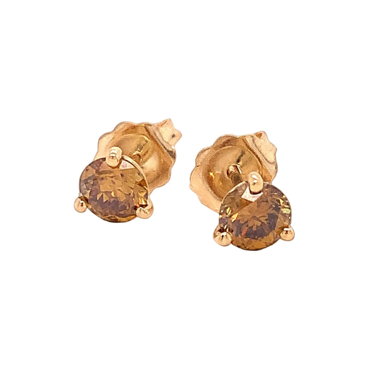 Natural Fancy Orange Diamond and 14K Yellow Gold Stud Earrings