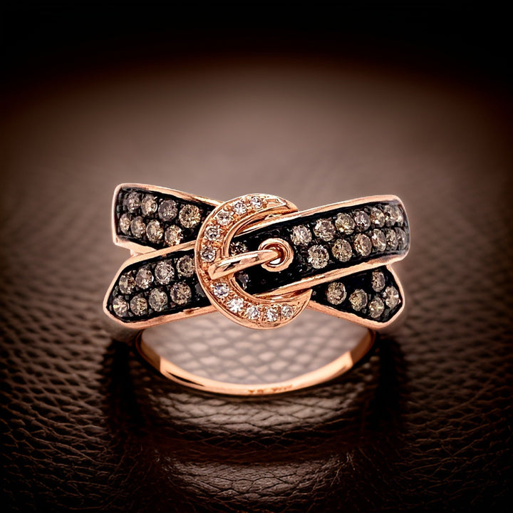 Effy Diamond and 14K Rose Gold Belt Ring
