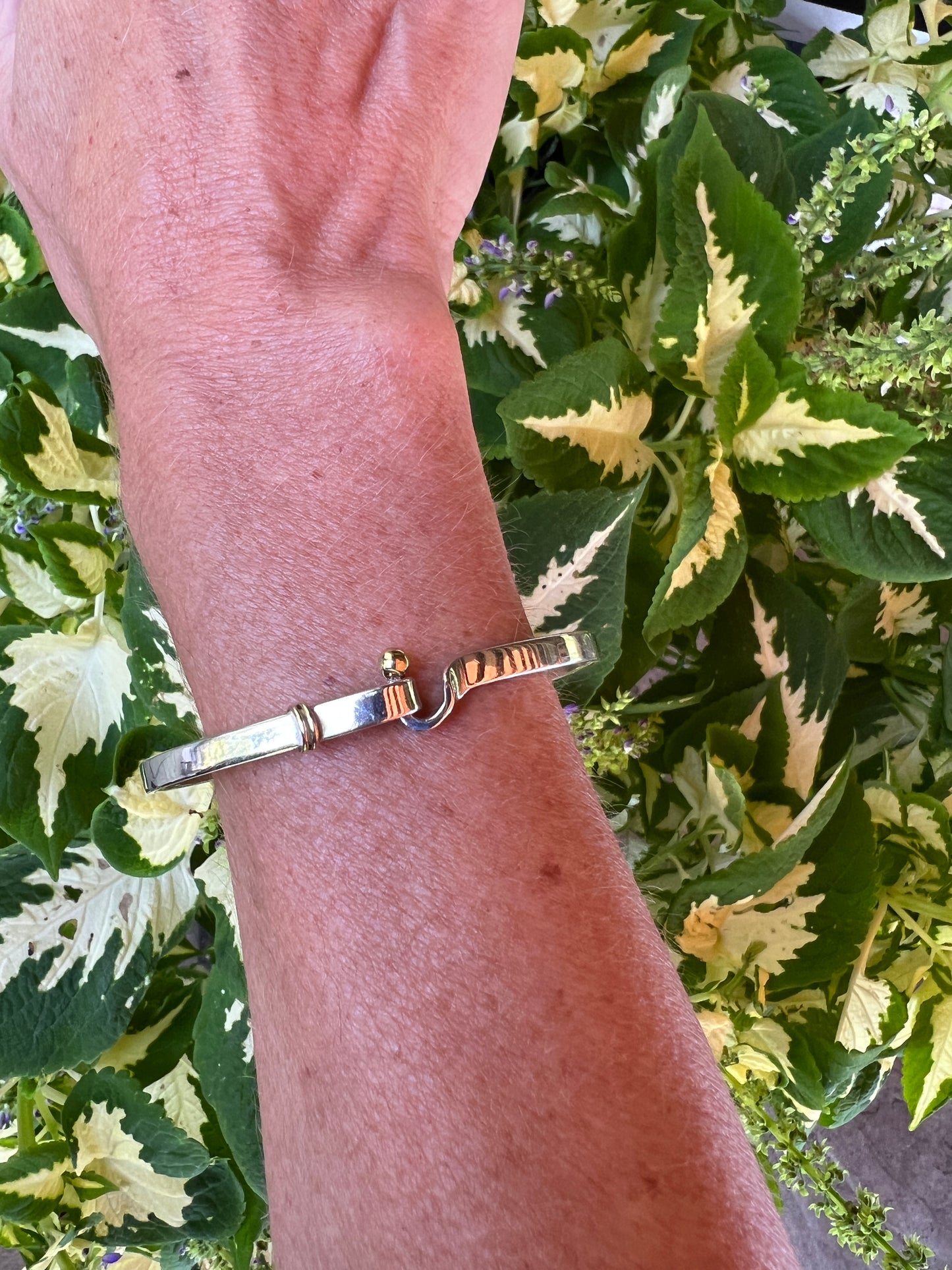 Vintage Tiffany & Co Silver and 18K Hook and Eye Bangle Bracelet
