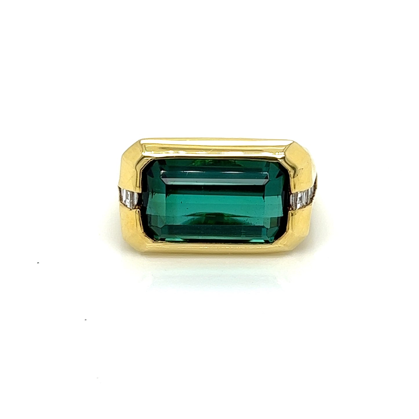 Vintage Green Tourmaline and Diamond 18K Gold Ring