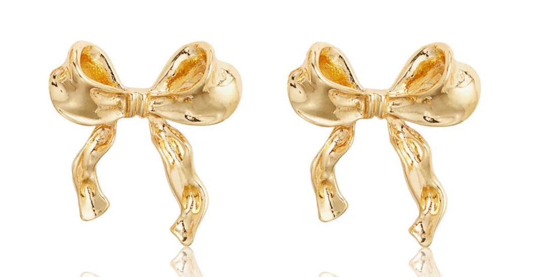 Sweet Bow Gold Earrings