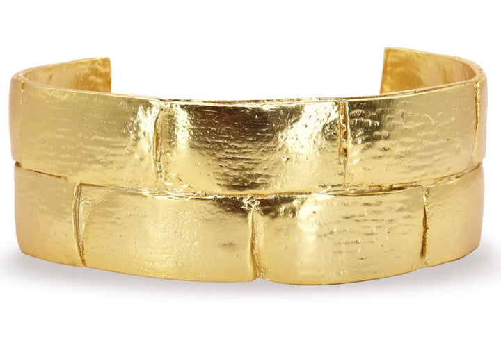 Gold Basketweave Cuff Statement Bangle Bracelet