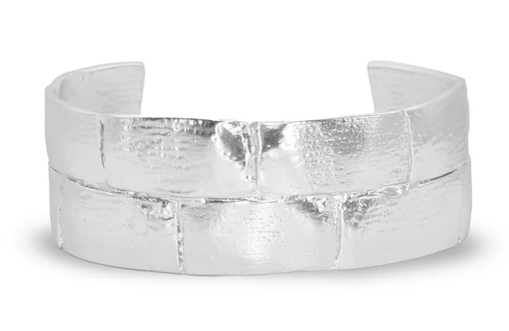 Silver Basketweave Cuff Statement Bangle Bracelet