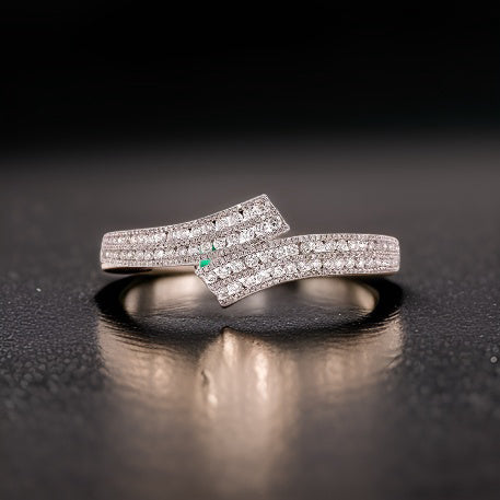 Diamond and 14K White Gold Bypass Bangle