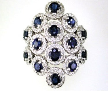 Effy Sapphire, Diamond and 14K White Gold Ring