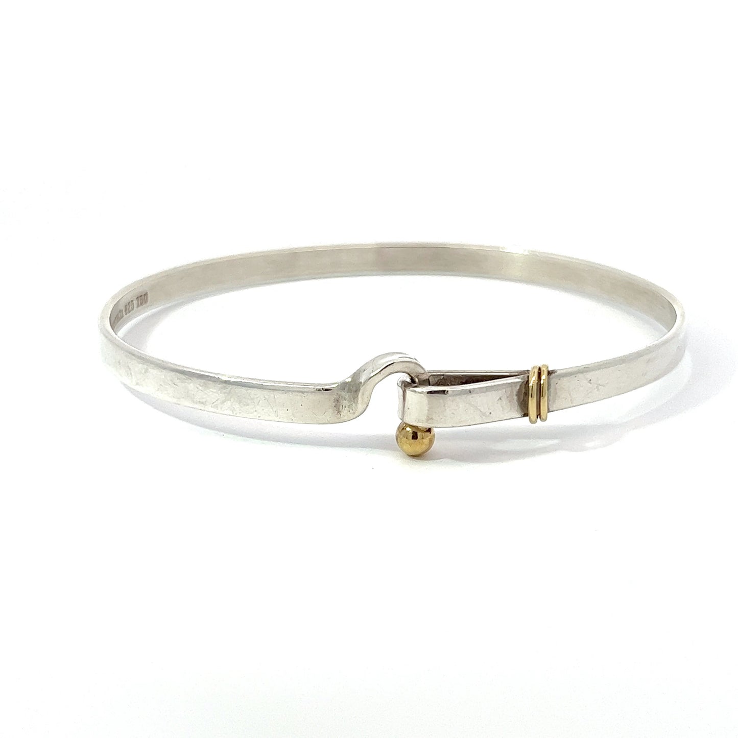 Vintage Tiffany & Co Silver and 18K Hook and Eye Bangle Bracelet