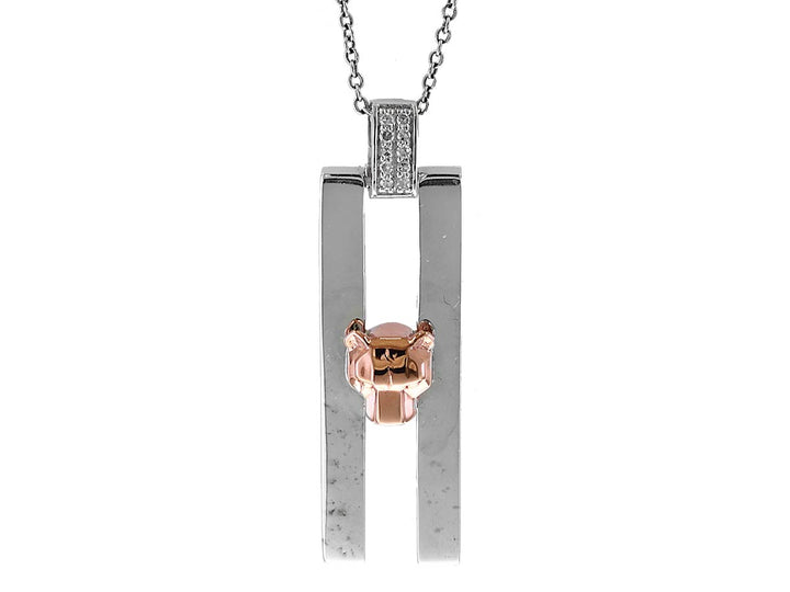 Effy 14K White/Rose Gold Panther Necklace