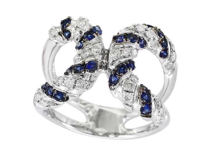 Effy .64 ctw Sapphire, Diamond and 14K White Gold Ring