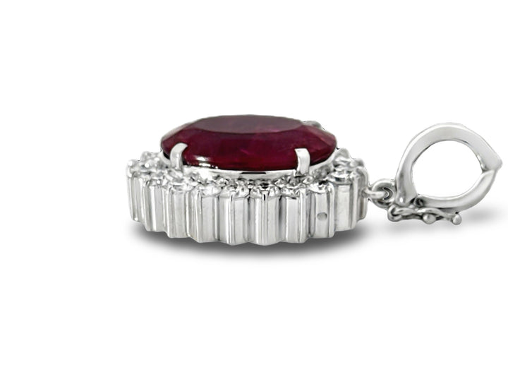 13.71ct Oval Pink Tourmaline Diamond and Platinum Pendant