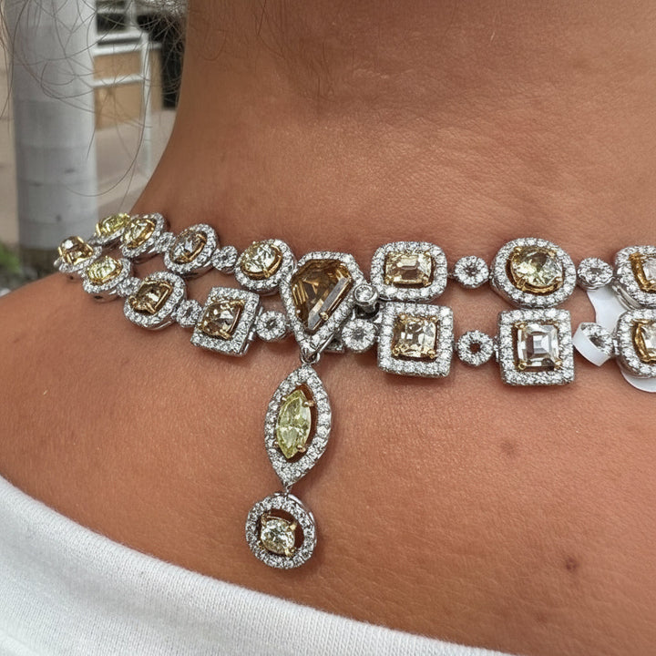 Designer Sophia D Multi Natural Color Diamond and White Diamond Platinum/18K Yellow Gold Necklace