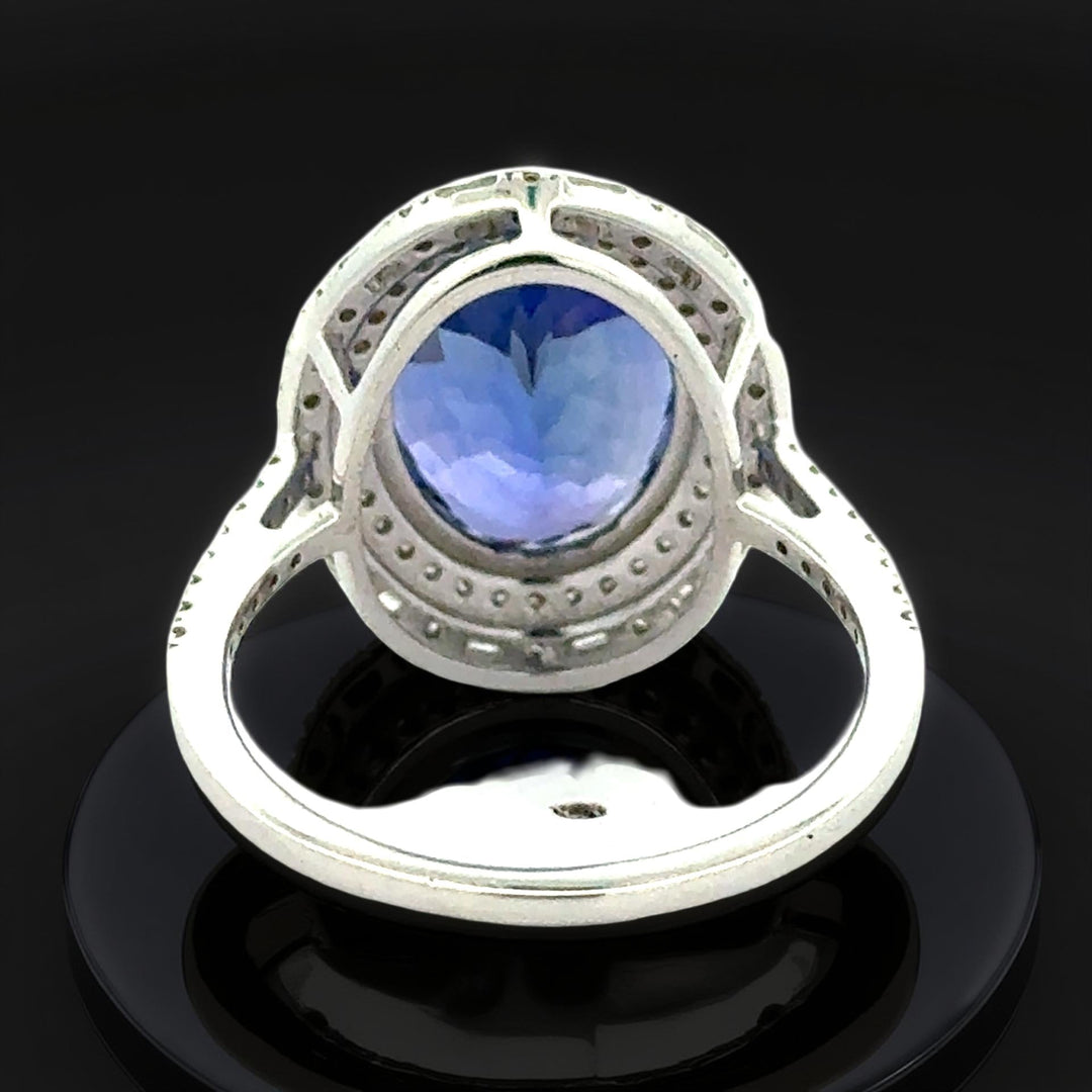 Oval Tanzanite, Diamond and 18K White Gold Ring