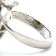Estate Green Tourmaline and Diamond Platinum Ring