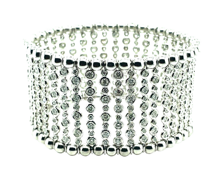 Diamond and 18K White Gold Stretch Bracelet