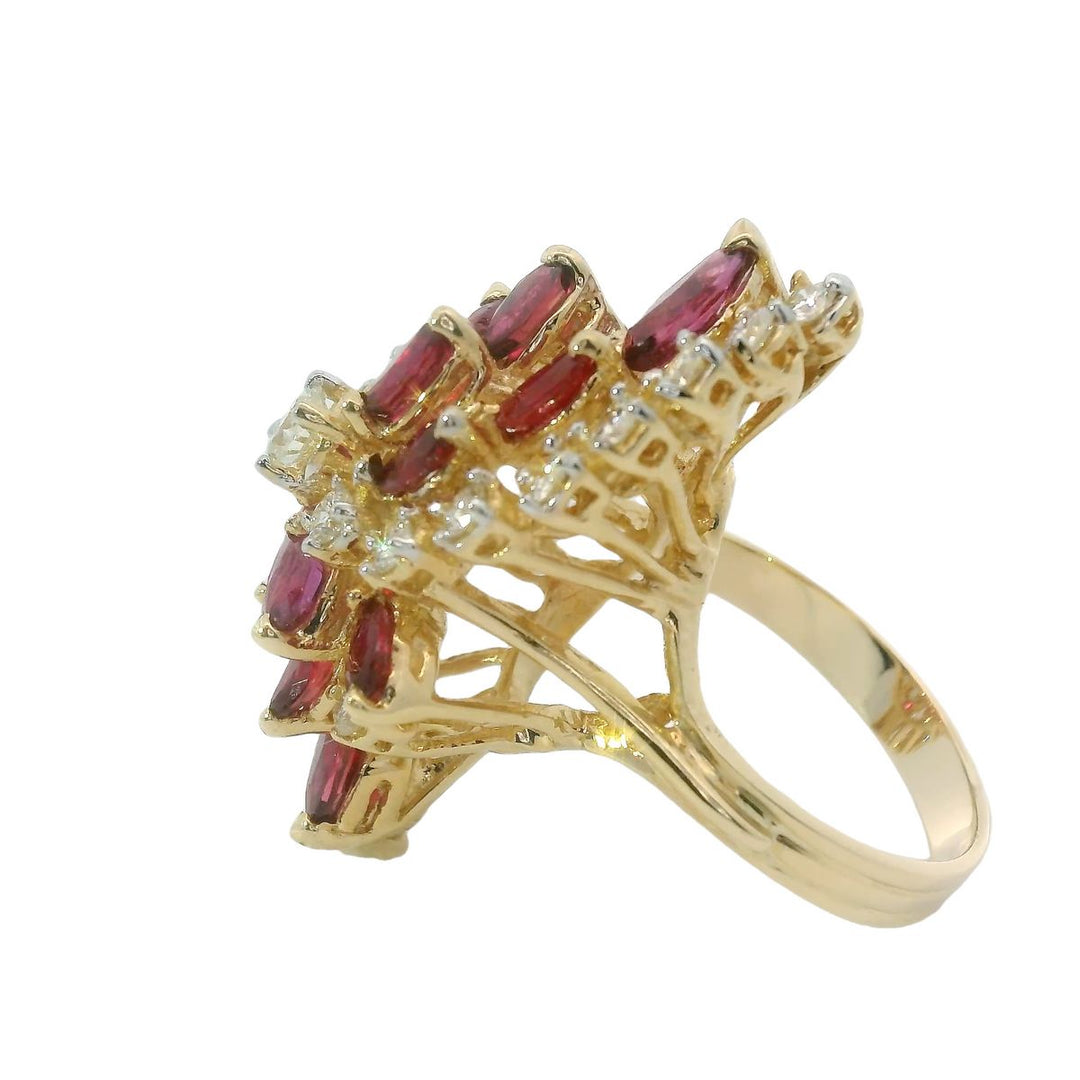 Diamond and Ruby Retro Cocktail Ring