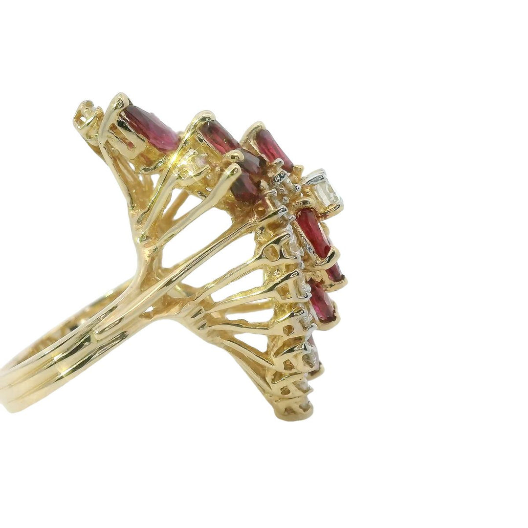 Diamond and Ruby Retro Cocktail Ring