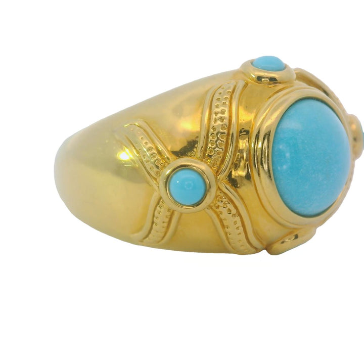 Turquoise and 14K Yellow Gold Dome Ring
