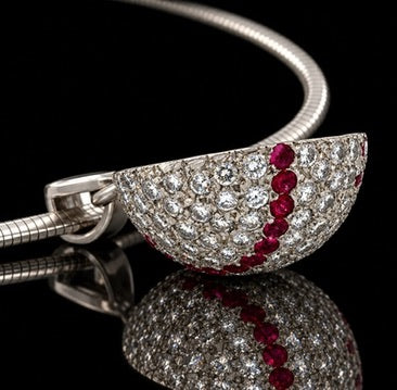 Estate Professional Baseball Player Jack Howell 3.00ct. Diamond & Fine Ruby Platinum Necklace (1 of 1)