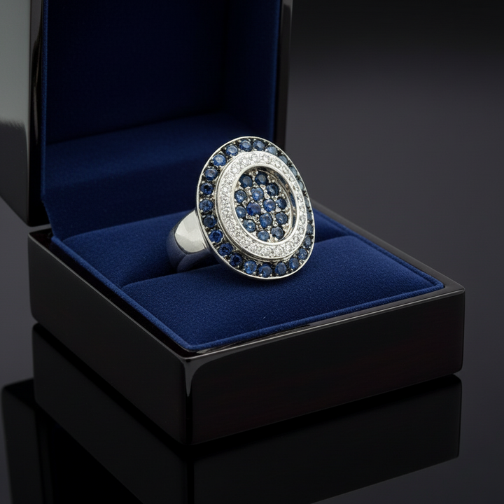 Sapphire and Diamond Platinum Ring