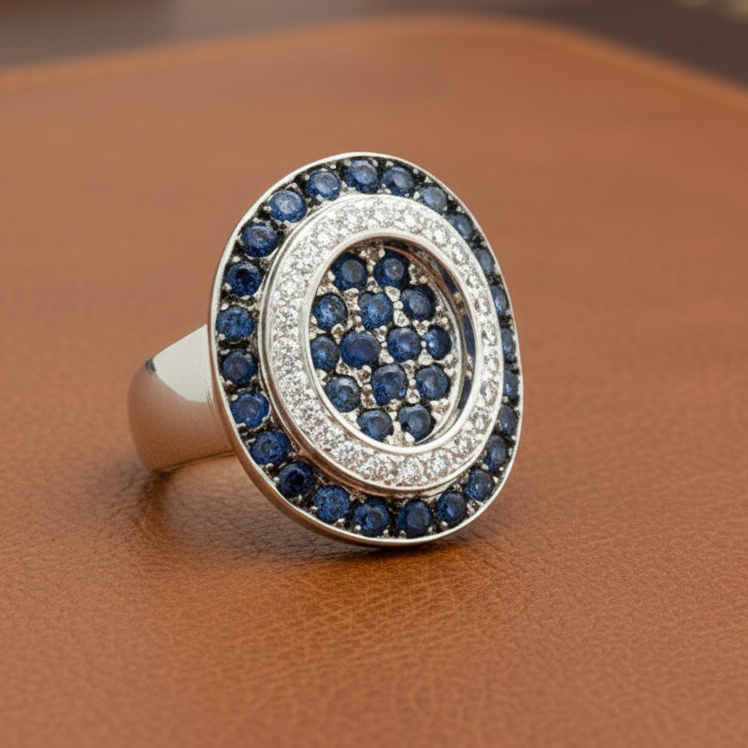 Sapphire and Diamond Platinum Ring
