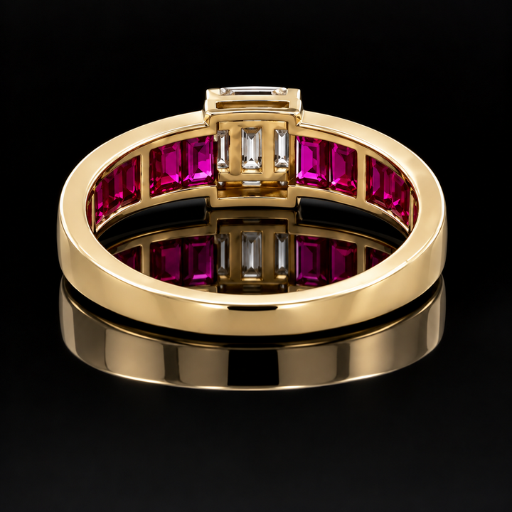 Estate Designer Ruby & Diamond 18KT Yellow Gold Ring