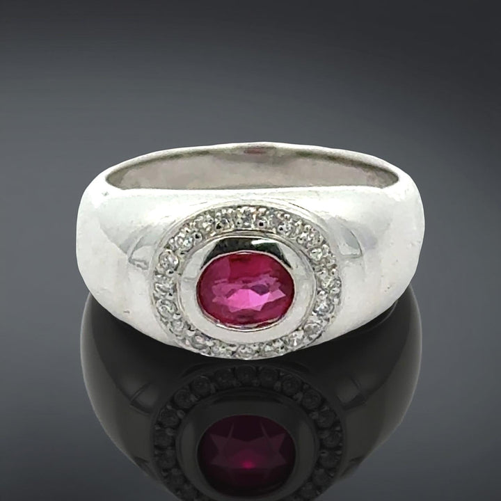 Fine Ruby and Diamond Platinum Ring