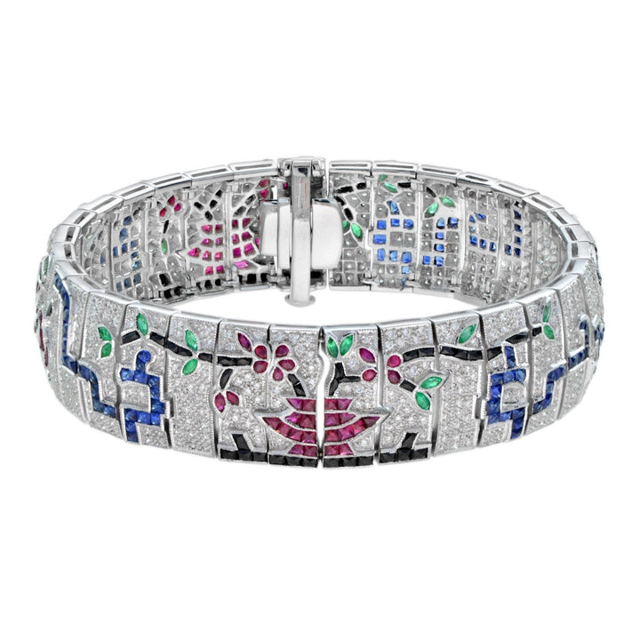 Aristocrat Collection Inspired Diamond Ruby Emerald Onyx Sapphire Bracelet 15091