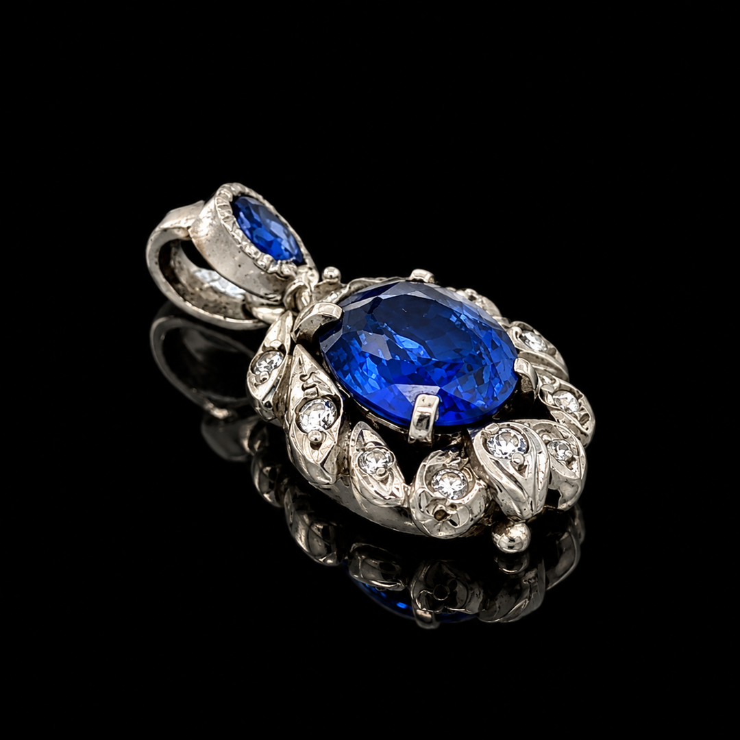 Estate 2.25cttw. Sapphire & Diamond Platinum Pendant