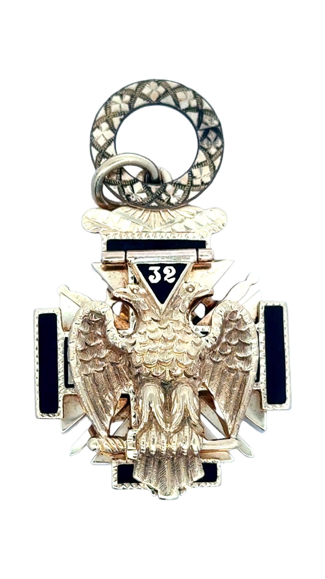 Estate Circa 1919 32nd Knights Templar Masonic Pendant 14K Yellow Gold "In This Sign; You Will Conquer" 15671