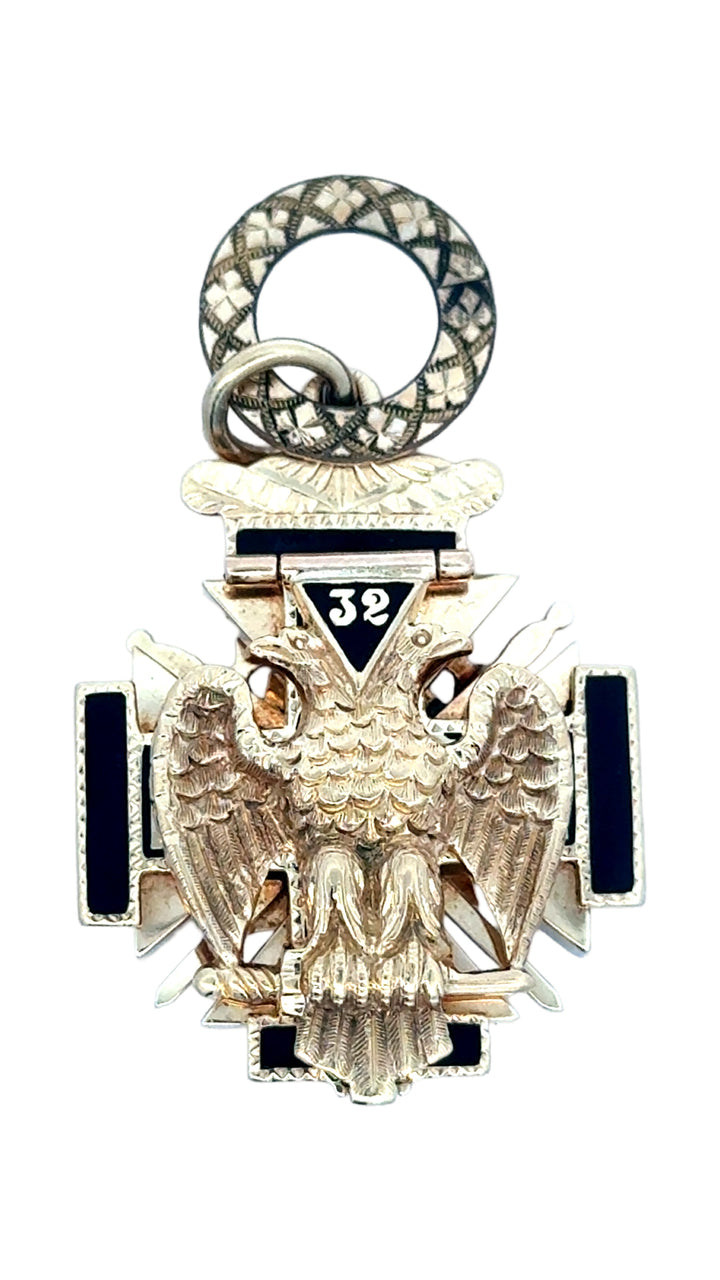 Estate Circa 1919 32nd Knights Templar Masonic Pendant 14K Yellow Gold "In This Sign; You Will Conquer" 15671