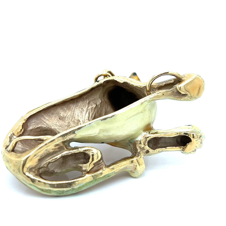 Designer Jungle Cat Enamel Emerald Pendant