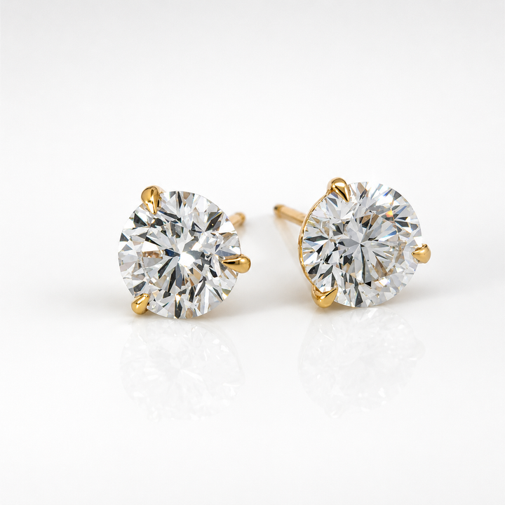 Certified 4 Carat 18K Yellow Gold Lab Grown Diamond Stud Earrings