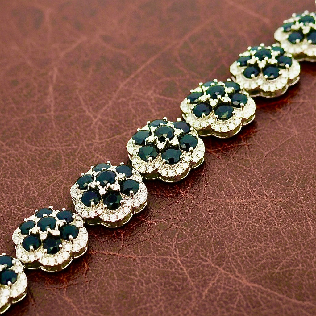 Designer Sapphire and Diamond 18K White Gold Bracelet