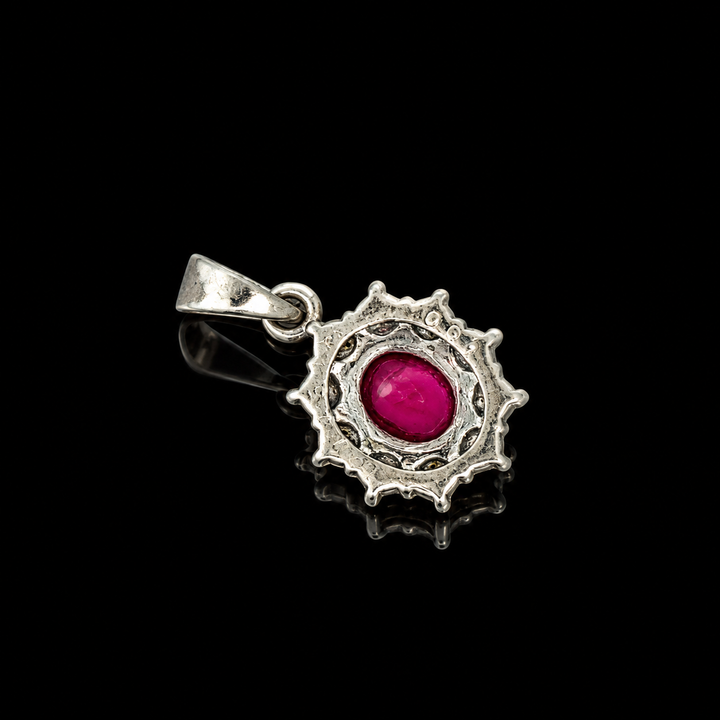 Estate Fine Ruby & Diamond Platinum Pendant