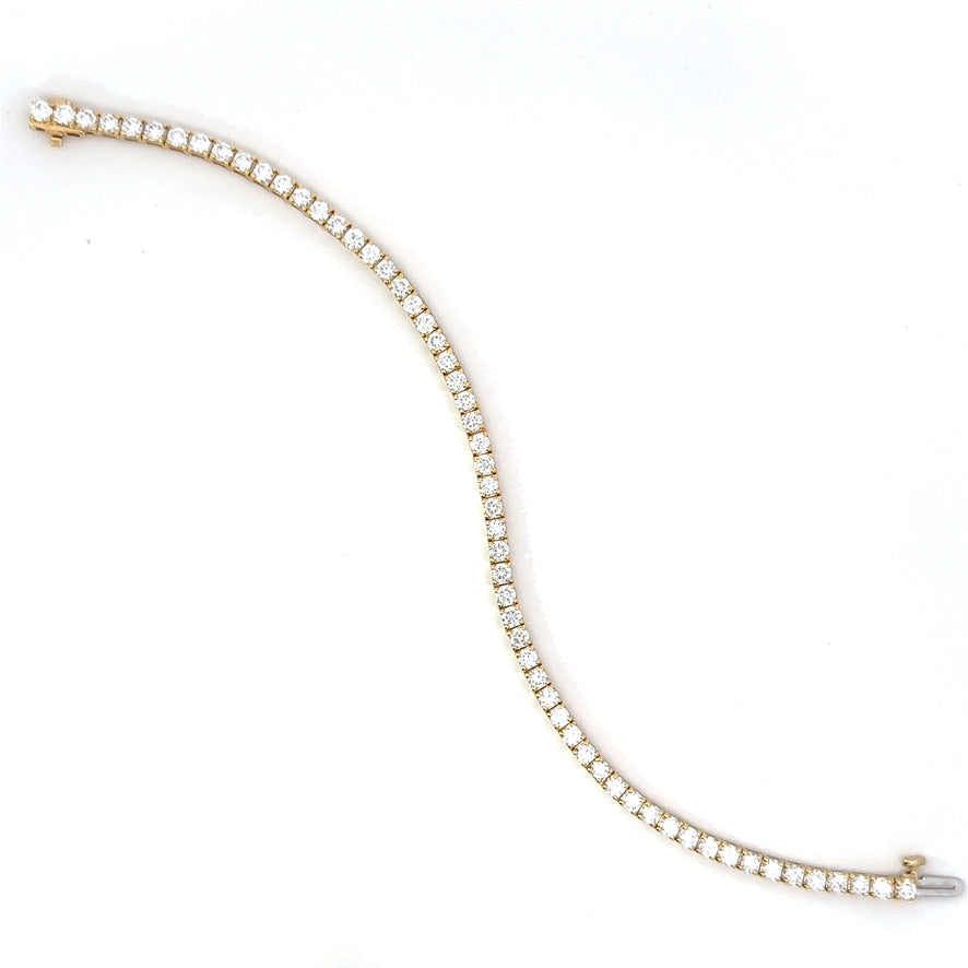 Diamond 5.00 Carat 14K Yellow Gold Lab Grown Tennis Bracelet