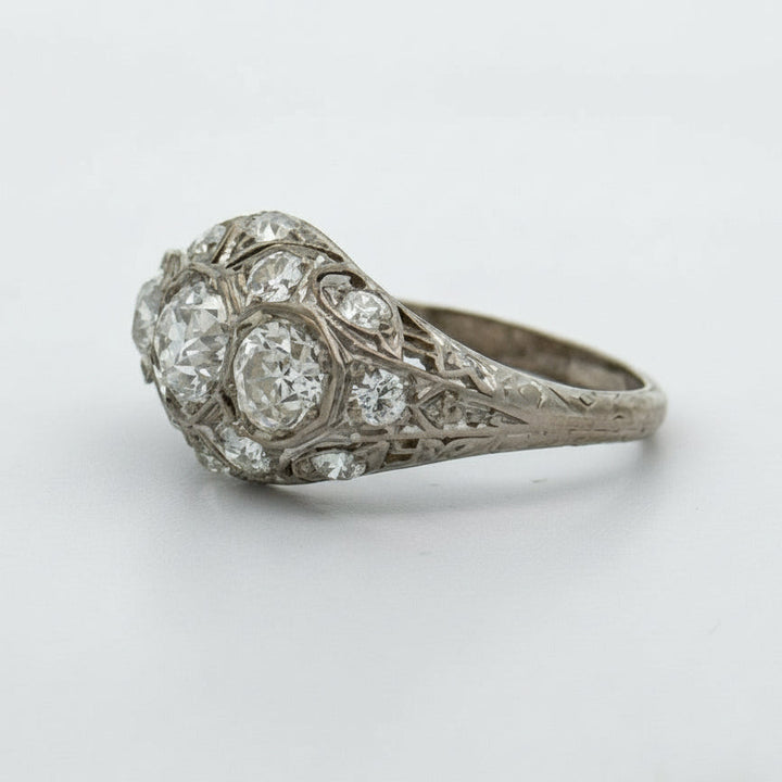 Art Deco Diamond Platinum Filigree Ring