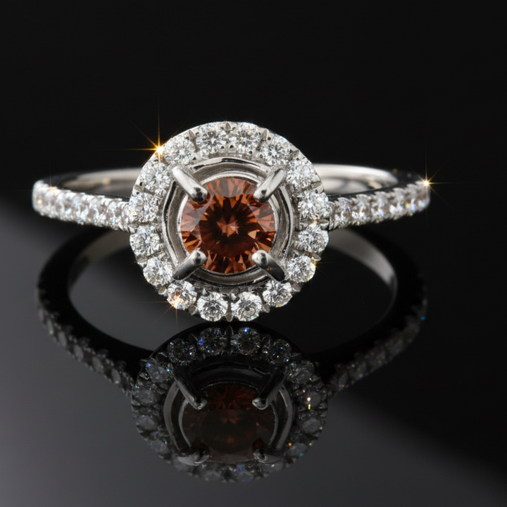 Maya Lianna .59 cttw Diamond Ring Natural Fancy Orange Center 14884