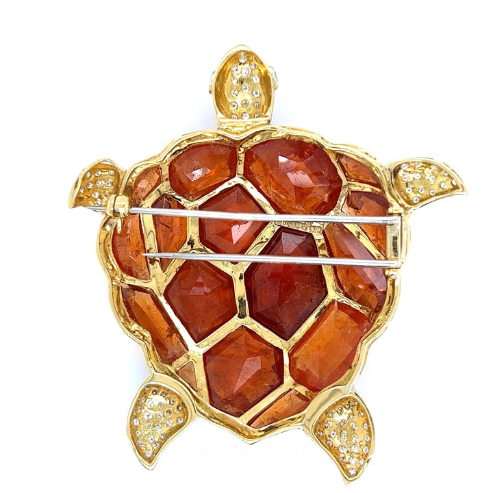 Kararis Tourmaline Diamond Turtle Pendant/Brooch