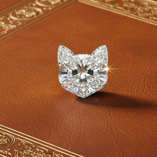 Custom Cut Cat Loose Natural Diamond .45ct F Color SI1 Clarity