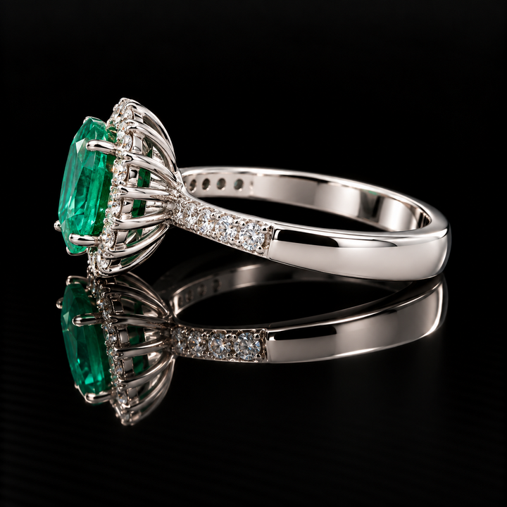 Estate 2ct. Emerald and Diamond 18KT White Gold Ring