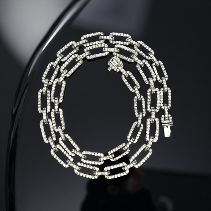 Modern Diamond White Gold Pave Link Necklace
