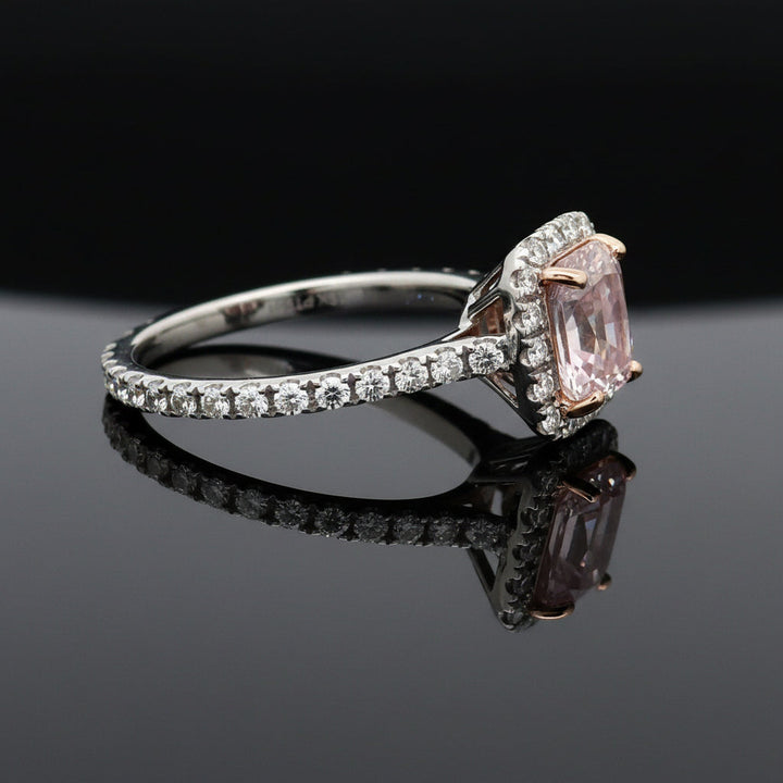 Estate Contemporary Natural Fancy Light Pinkish Purple 1.81ct Diamond Platinum & 18K Rose Gold Ring