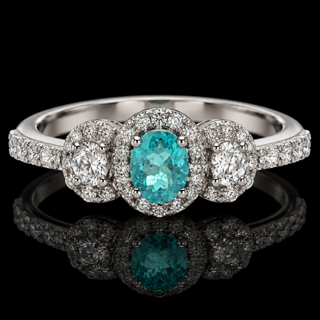 Designer M.C. Marchisio .65ct. Natural Paraiba Tourmaline & Diamond 18K White Gold Pendant