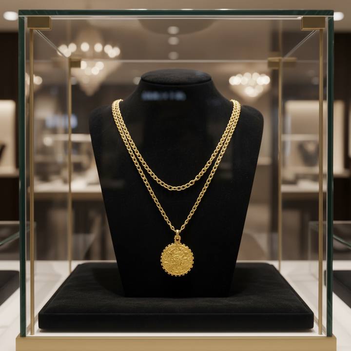 Italian Designer Roman 18Kt Yellow Gold 43" Long Necklace.