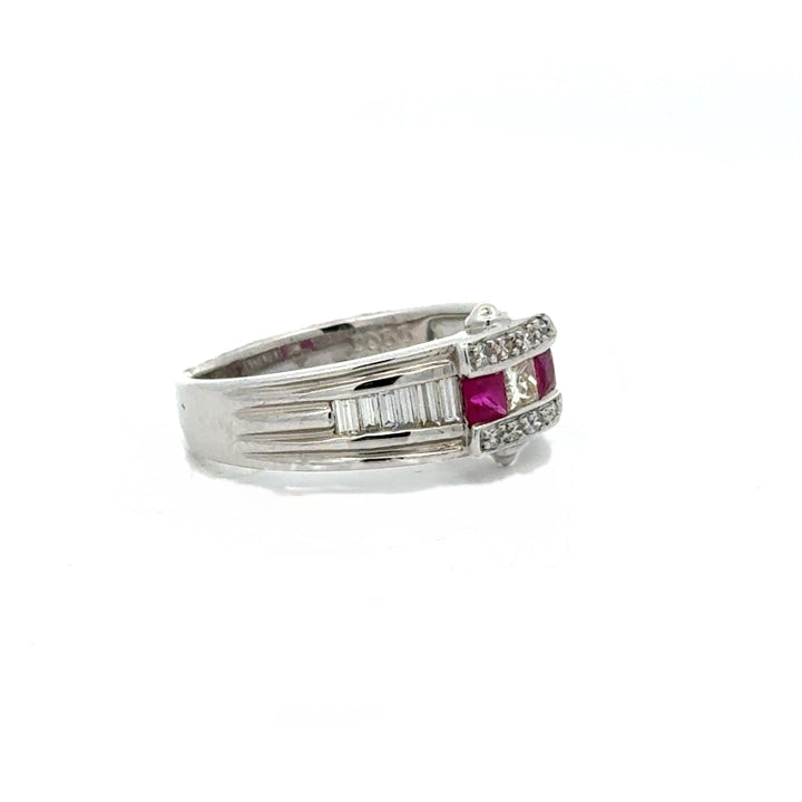 Vintage Ruby & Diamond Platinum Ring